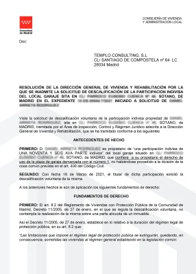 Vivienda protegida que no se puede descalificar