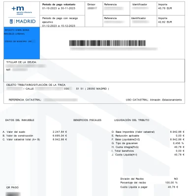 Ejemplo de el IBI de una garaje