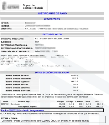 Ejemplo de el IBI de una vivienda