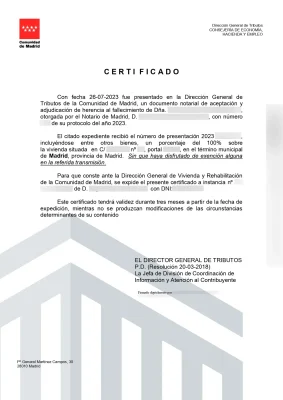 Certificado de Deuda 0 Hacienda Vivienda Protegida