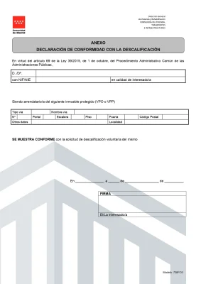 Declaración de conformidad con la descalificación