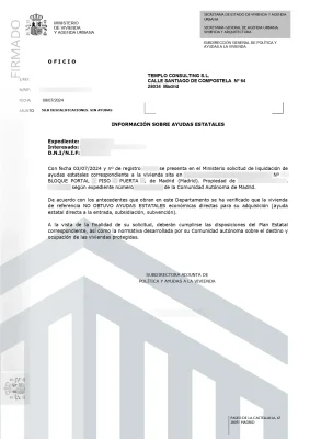 Certificado de Fomento Devolución Ayuda VPO