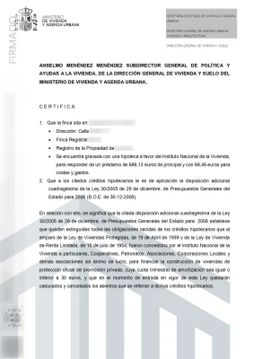 Certificación Administrativa de la Cancelación del Préstamo Hipotecario del Instituto Nacional de la Vivienda
